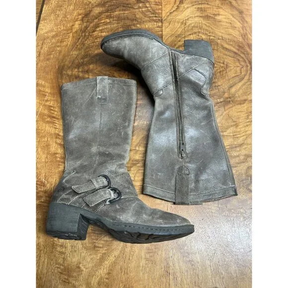 Born Women’s 6 Magda Tall Distressed Buckle Riding Boots Barnwood Brown - Picture 7 of 10